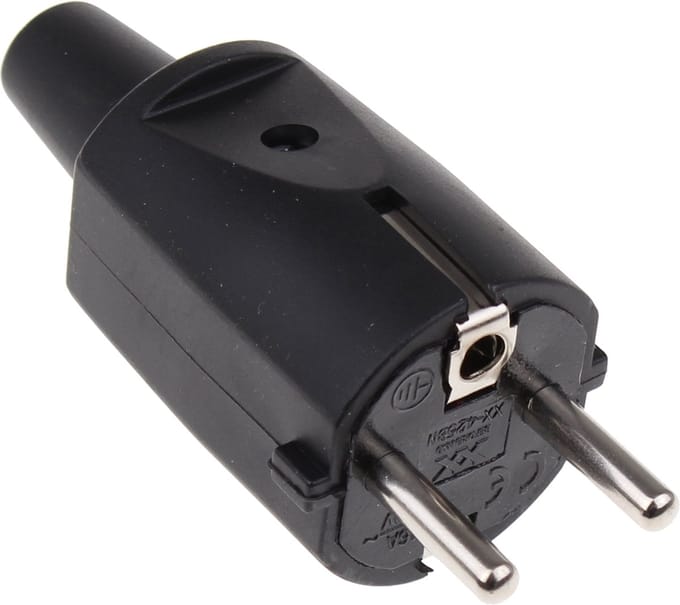UNIVERSEEL - STEKKER PVC SOEPEL 16A MET AARDING ZWART