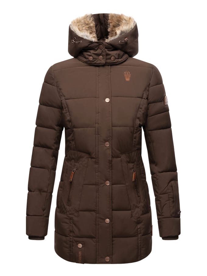Marikoo dames winterjas met capuchon & imitatiebont voering
