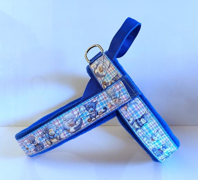T tuig blauw diertjes anti trek hondentuig