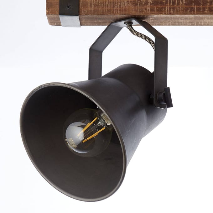 Brilliant Plafondspot Plow, zwart/hout donker