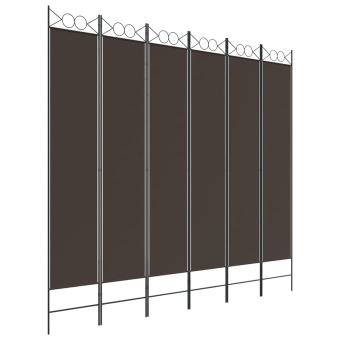 vidaXL - Kamerscherm - met - 6 - panelen - 300x220 - cm - stof - bruin