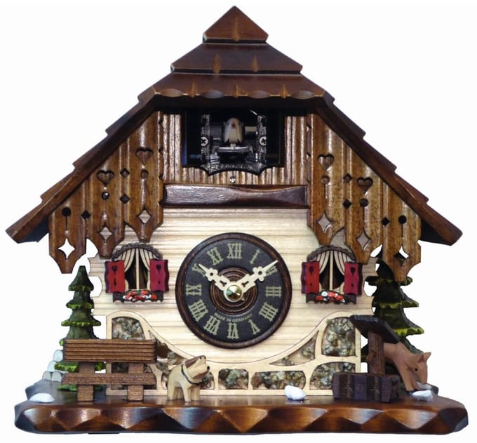 Engstler - 40310_Q - Koekoeksklok - Kwarts - Notenhout - 22 cm