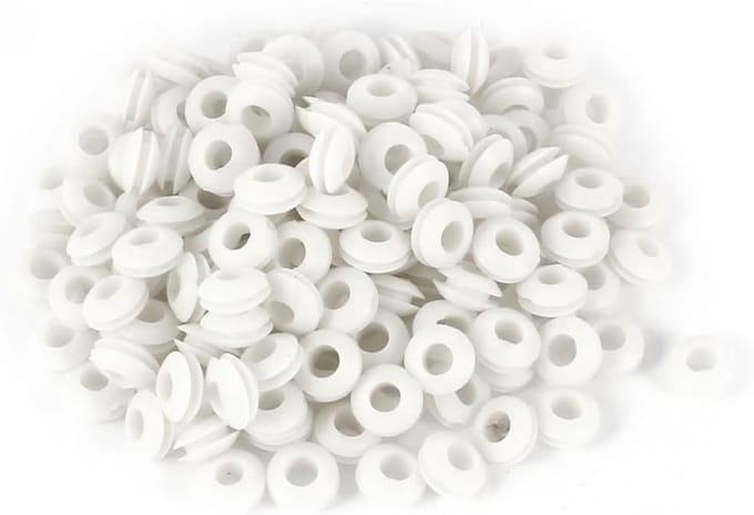 300 Stuks Witte Rubber Grommets 5mm - Draadbeschermringen voor Elektrische Kabels en Aansluitingen