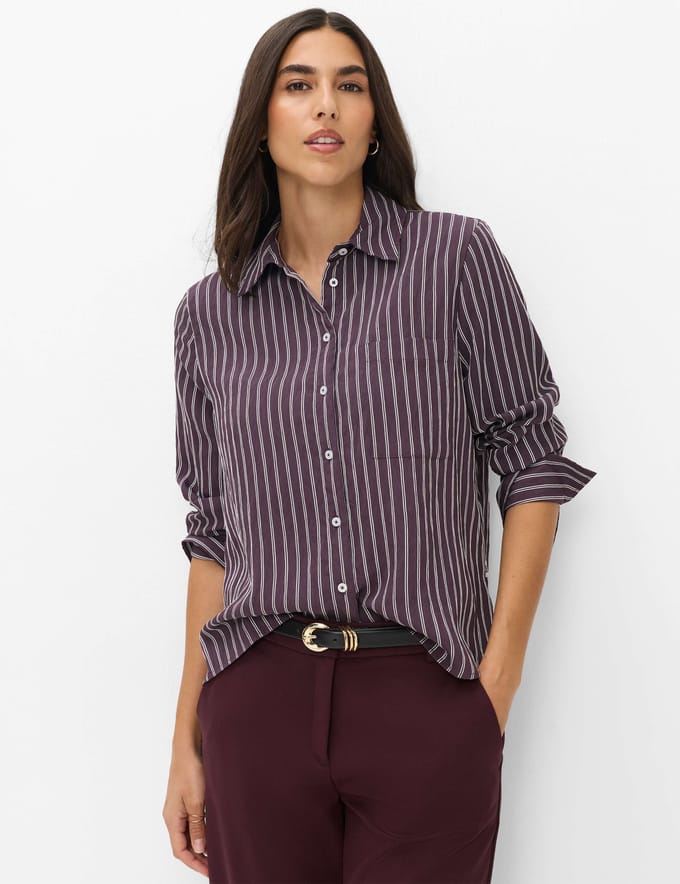 Brax Dames Blouse  Style VICA blackberry violet, donkerpaars, maat 48