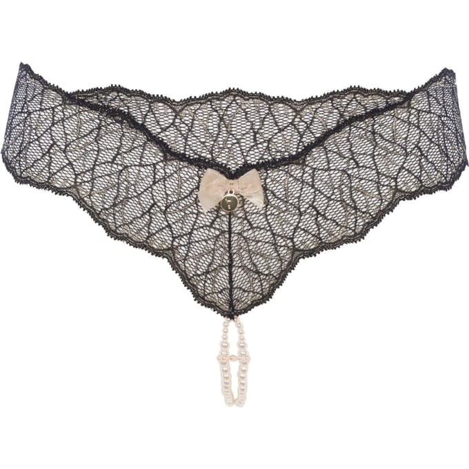 Bracli | Sydney Dubbele Parel String Zwart | Luxe Lingerie Maat M