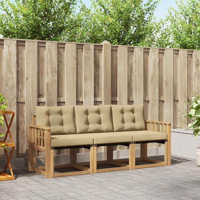 vidaXL - Buiten - bank - set - 3 - st - Wit - en - Beige
