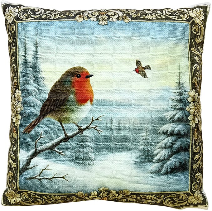 Clayre & Eef Sierkussen 45x45 cm Blauw Polyester Vogel