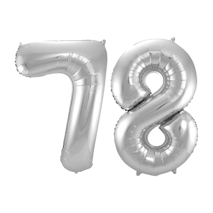 Folieballon 78 jaar - Zilver - 86 cm