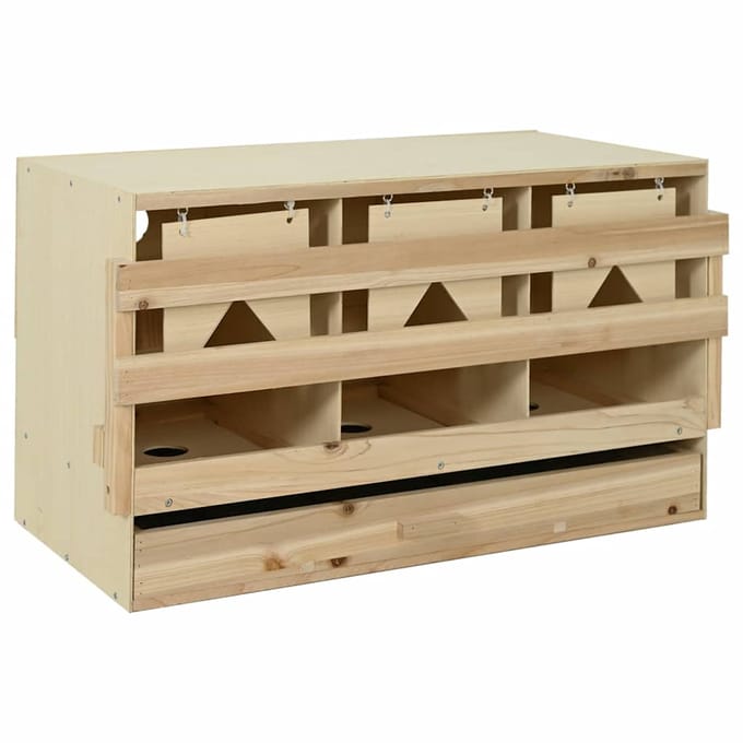 Nidoir pour poules à 3 compartiments 96 x 40 x 45 cm Bois de pin massif