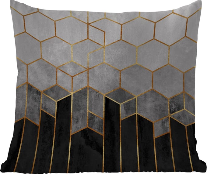 Tuinkussen - Goud - Hexagon - Chic - Patronen - Luxe - 40x40 cm - Weerbestendig