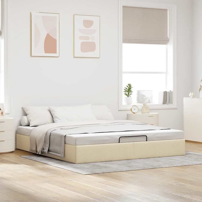 vidaXL - Bedframe - zonder - matras - 180x200 - cm - stof - crèmekleurig
