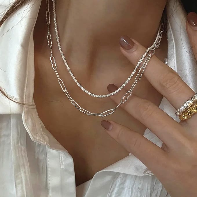 Dubbele ketting - Choker - Set - Fonkelend - Shine