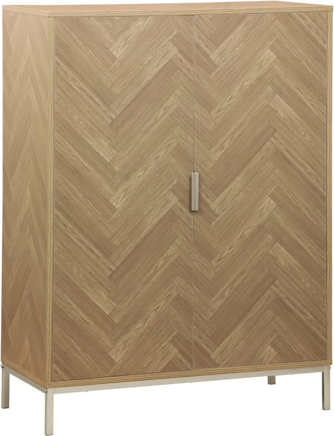 sweeek - Wandkast 2 deuren houtdecor visgraatmotief 80cm - budapest