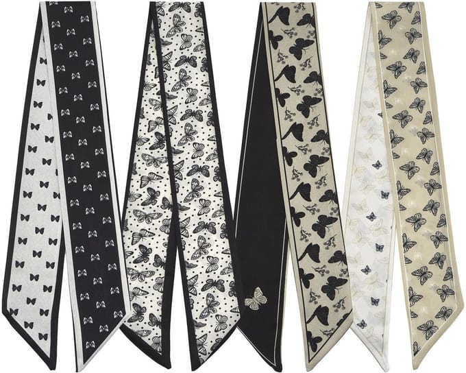 Sjaal 4 Pack - Handtas Sjaals - Skinny Sjaals - Mode Accessoires - Zacht Polyester - 86 cm Lang - Sjaalband