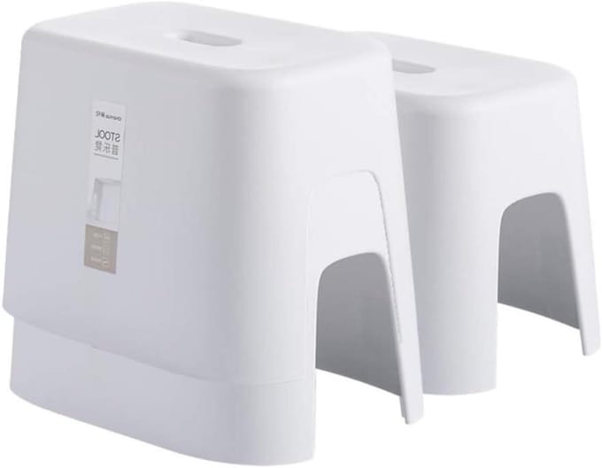 Badkamer Kruk - Toiletkrukje Douchekruk - Veilig Douchen - Antislip Bodem - 32x23x23.5cm - Wit