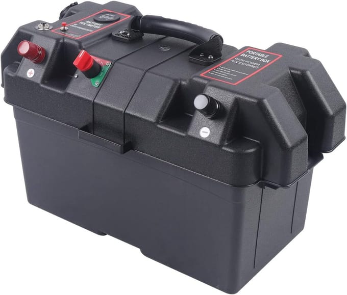 Universele Batterijbox met Dubbele USB-Poorten voor Camper en Boot