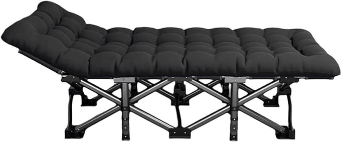 Veldbed Vouwbed - Kampeerbed Strandbed - Buiten Ontspannen - Robuuste Stalen Constructie - 190 x 71 cm - Grijs
