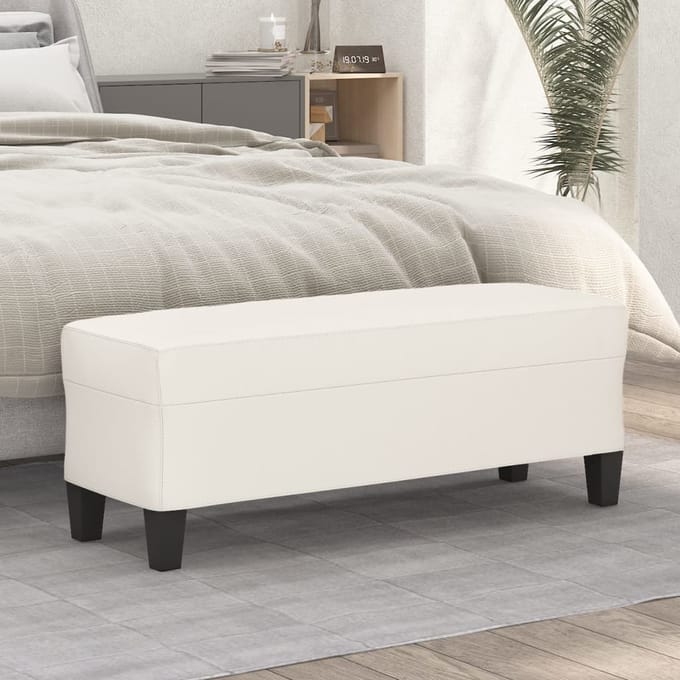 vidaXL - Bankje - 100x35x41 - cm - kunstleer - crèmekleurig