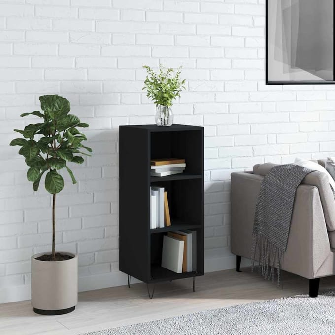 vidaXL - Dressoir - 34,5x32,5x90 - cm - bewerkt - hout - zwart