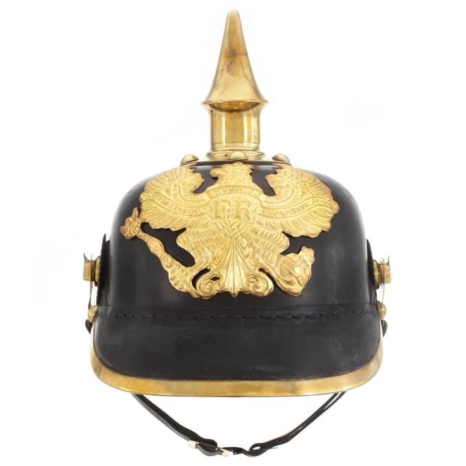 Réplique Antique de Pickelhaube Prussienne pour LARP Acier Noir