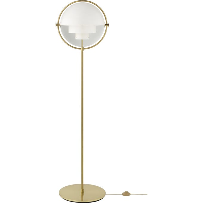 Gubi vloerlamp Multi-Lite, hoogte 148 cm, messing/wit