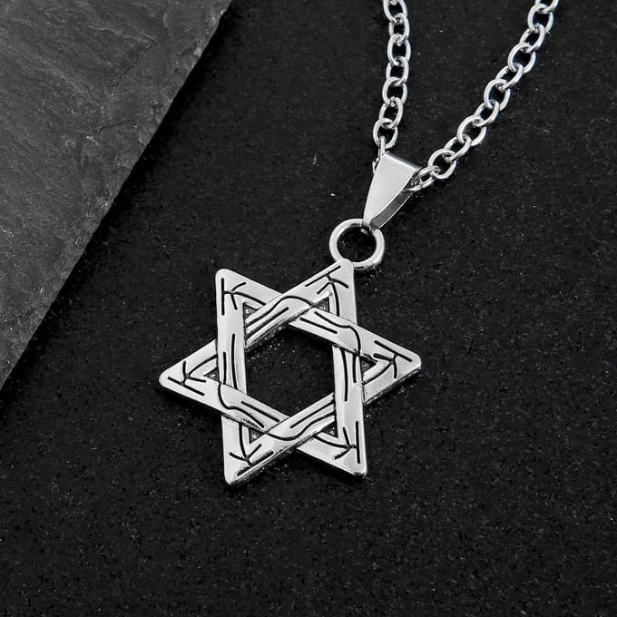 Kleding Accessoires Ketting Vintage Hexagram Dubbelzijdig Hanger Mode Ketting black