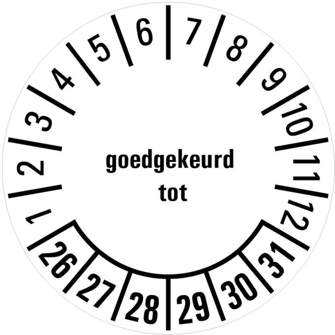 Goedgekeurd tot keuringssticker 26-31 - vel 20 mm - 36 per kaart