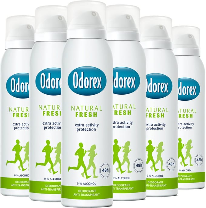 Odorex Natural Fresh Anti-Transpirant Deodorant Spray - 6x 150ml - Voordeelverpakking