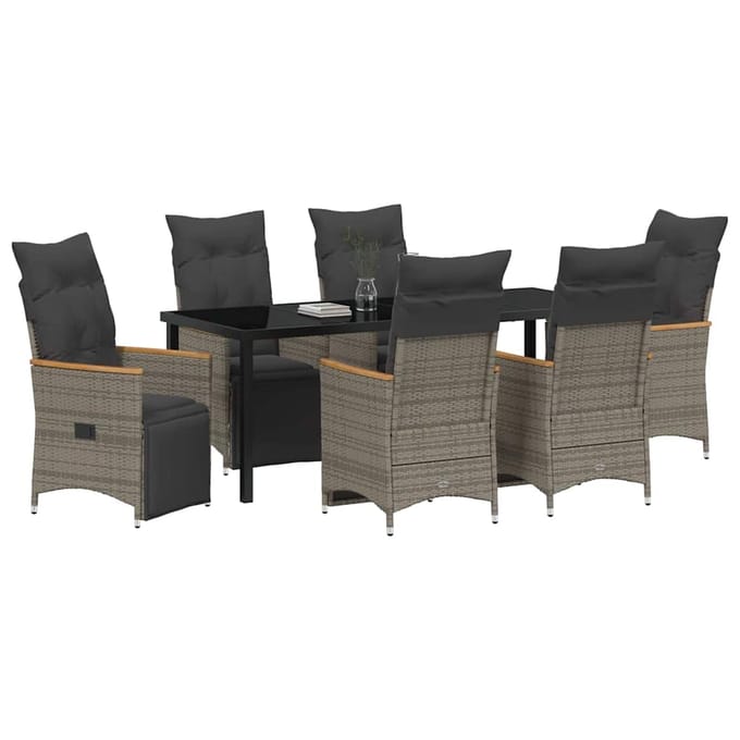 vidaXL - Tuin - Eettafel - Set - 7 - st - Grijs - poly - rattan