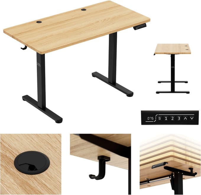 Mark Adler Leader 6.9 Elektrisch Verstelbaar Bureau - 120 cm - Zit Sta Bureau - Zwart/hout