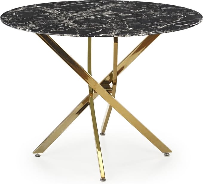 Glazen eettafel Raymond 100 cm breed marmer zwart