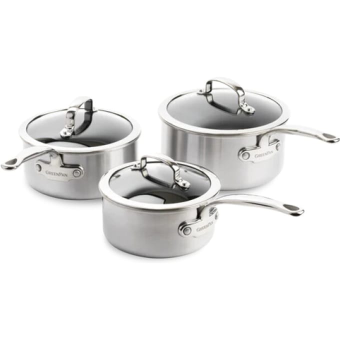 GreenPan Première 3-delige sauspannenset met deksels