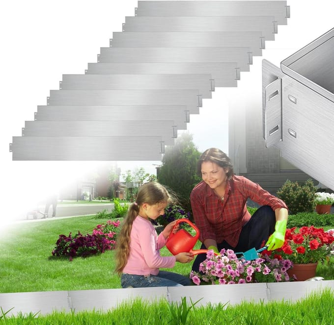 Gazonrand Metaal - Bloembed Afscheiding - Tuin Organiseren - Roestbestendig Galvaniseerd - 20 Meter Lengte - Zilver
