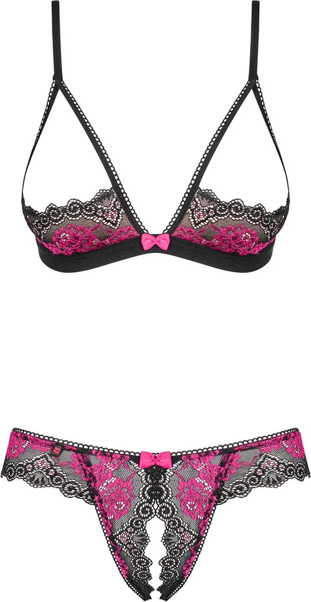 Obsessive Tulia BH & Open Kruis String - Erotische Lingerieset - Maat L/XL - Rood