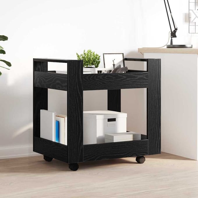 vidaXL Bureau Trolley Zwart Eiken 60 x 45 x 60 cm Bewerkt hout