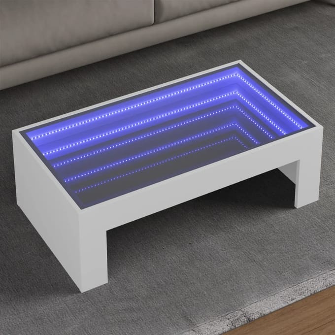vidaXL - Salontafel - met - Infinity - LED - 90x50x30 - cm - wit