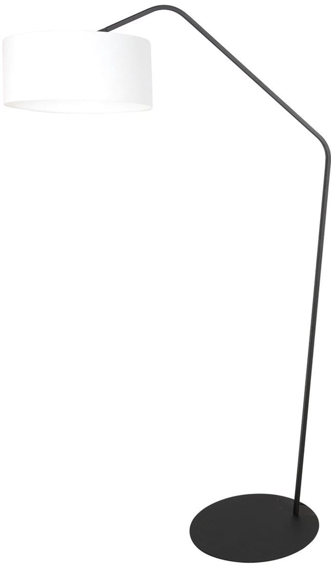 Zwarte vloerlamp ZigZag 4244ZW met witte grof linnen kap - 173 cm hoog - Kantelbaar - Anne Light Home