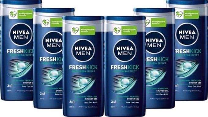 Nivea Fresh Kick 3 in 1 Douchegel  - Voordeelverpakking 6 x 250 ml