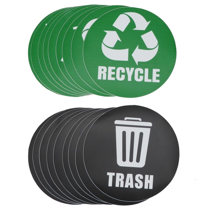 18 stuks Milieulabel Recycle Afval Decal Stickers Zelfklevend Waterdicht Afvalbak Decor white