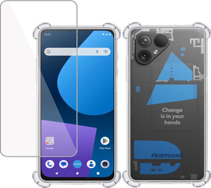 Hoesje geschikt voor Fairphone 5 + Screenprotector – Tempered Glass - Extreme Shock Case Transparant