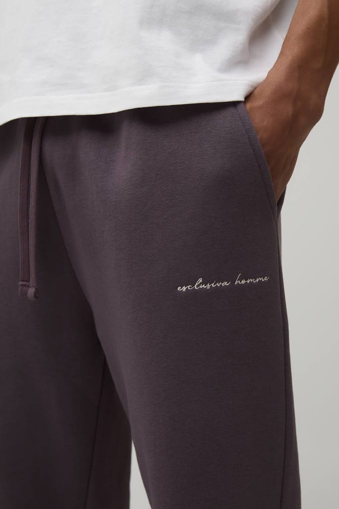Rechte Joggingbroek Met Borduursel | Mauve | Size Medium