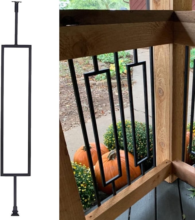Balkon Spindels Post - Trapleuning Kolom - Terras Afscheiding - Verstelbare Beugel - 100-150cm Hoog - Zwart