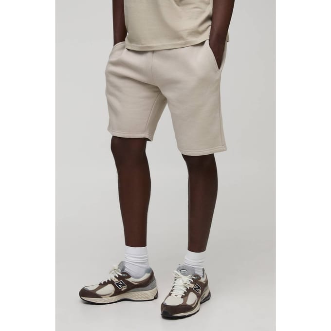 Loose Fit Mid Length Essential Shorts | Stone | Size Medium