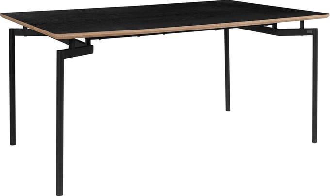 Aldo-Eettafel - 160 cm - Zwart MDF met gestructureerd oppervlak, metalen frame