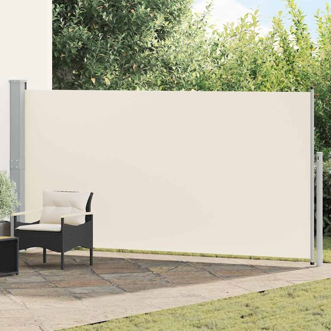 vidaXL - Windscherm - uittrekbaar - 160x514 - cm - crème