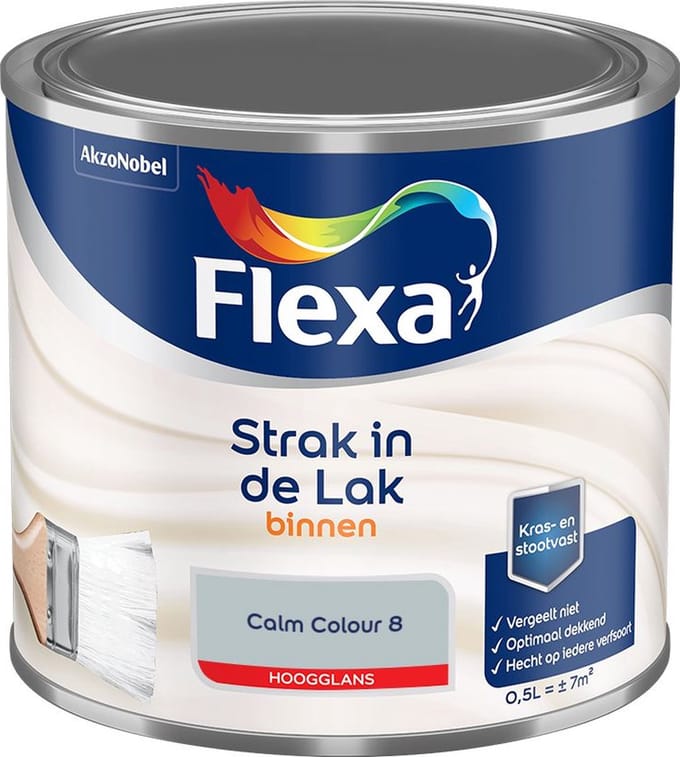 Flexa - Strak In De Lak Binnenlak Hoogglans - Calm Colour 8 - Mengverf - 500 Ml