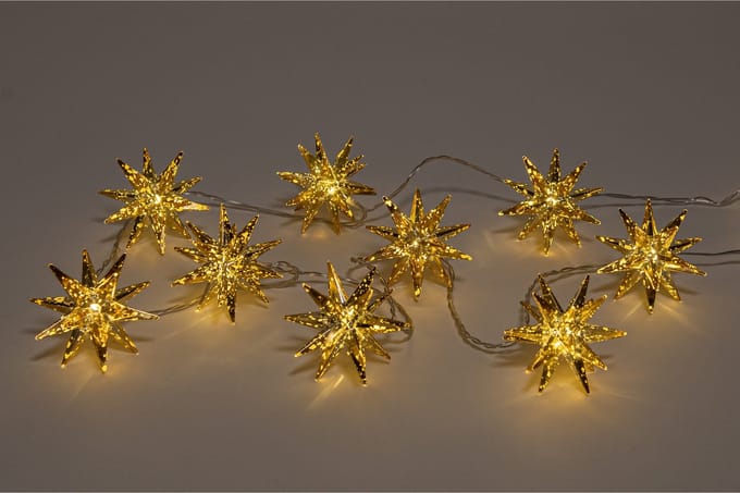 Anna Collection Lichtslinger/lichtsnoer - 10 sterren lampjes - op batterijen - 150 cm - verlichting