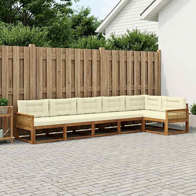 vidaXL - Buiten - bank - set - 6 - st - Natuurlijk - en - Crème