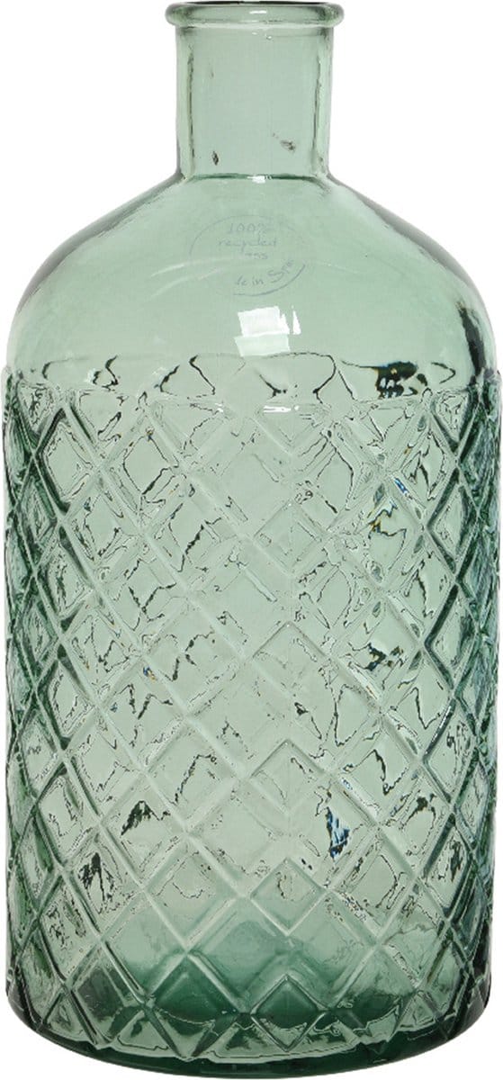 Decoris vaas/bloemenvaas gerecycled glas - D14 x H28 cm - lichtgroen