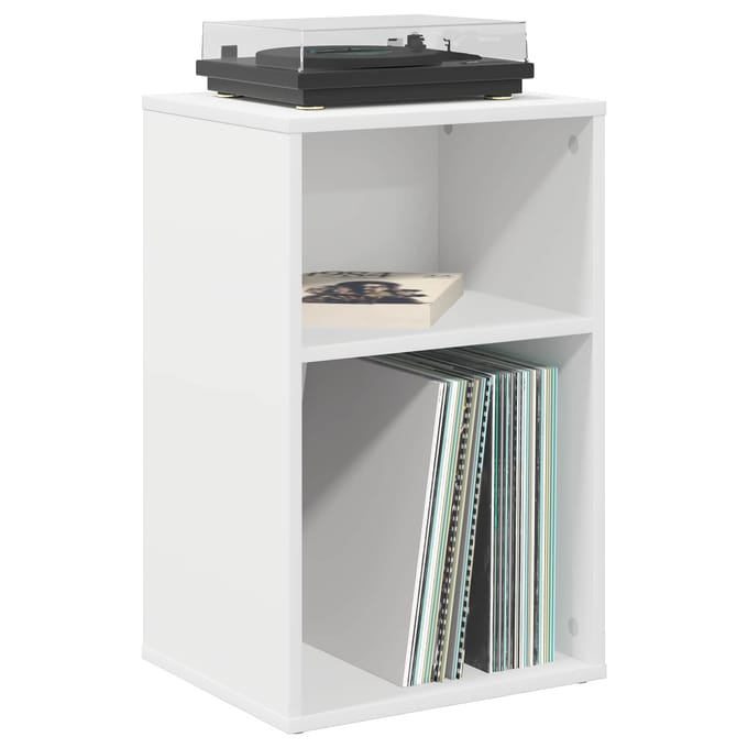 vidaXL - Platenkast - Wit - 38 - x - 33 - x - 61 - cm - Bewerkt - hout